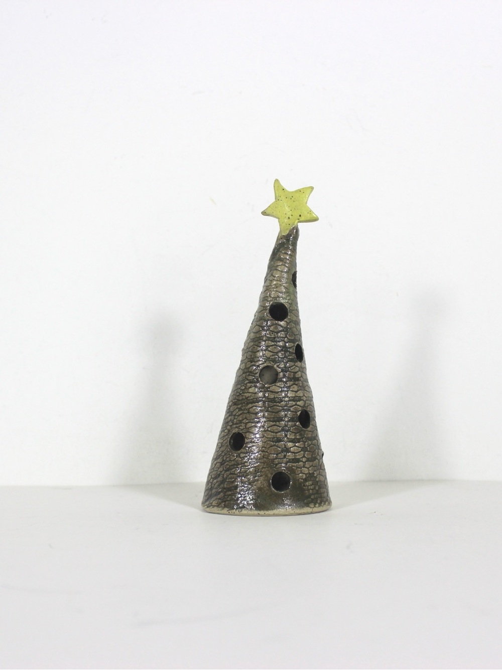 Vintage Studio Pottery Christmas Tree Tea Light Candleholder